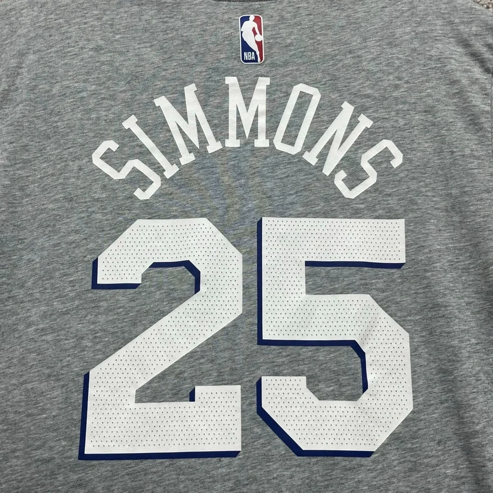 NBA Ben Simmons 25 T-Shirt Women's Large Gray Heather Nike Dri-Fit Athletic Cut‎